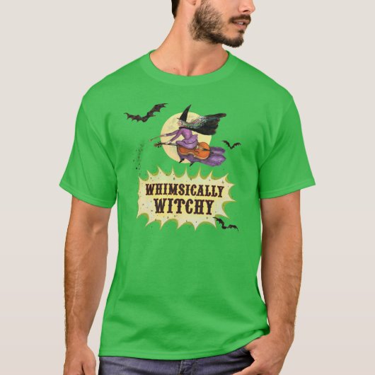 T-shirt GREEN Whimsics Witchy Basic-T avec code QR (Devant)