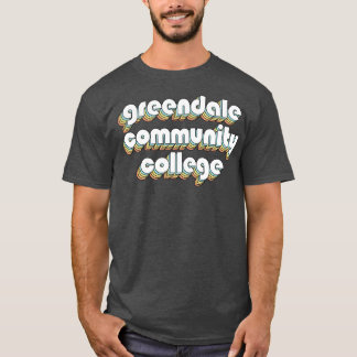T-shirt Greendale Community College Retro Rainbow Typograp