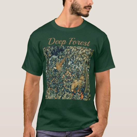 T-shirt GREENERY, FOREST ANIMALS Pheasant, Fox, Green Flor (Devant)