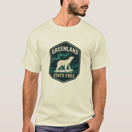 T-shirt GREENLAND STAYS FREE Badge (Devant)