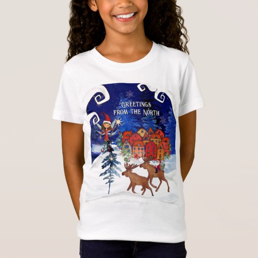 T-Shirt Greeting from the North Moose Village Kid's tee (Devant)