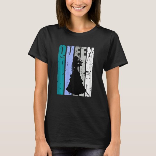 T-shirt Gren Distressed Violin Queen Teal Grey Theme Violi (Devant)