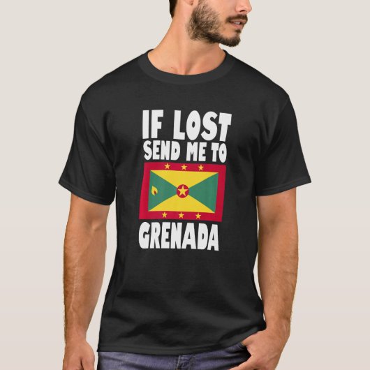 T-shirt Grenada Flag Design If lost send me to Grenada Pr (Devant)