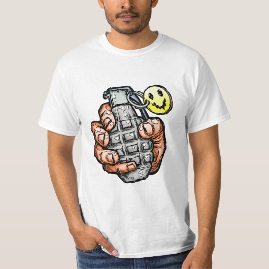 T-shirt Grenade À La Main Avec Un Visage Heureux, Style Co (Devant)