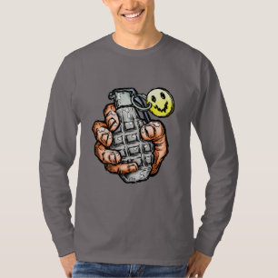 T-shirt Grenade À La Main Avec Un Visage Heureux, Style Co