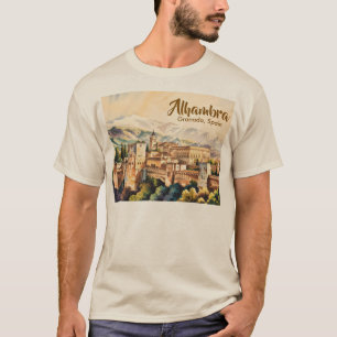 T-shirt Grenade Espagne Alhambra Aquarelle Voyage Vintage
