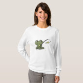 T-shirt Grenouille à la pêche avec canne à pêche (Devant entier)