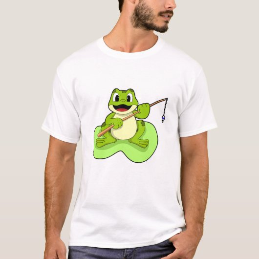 T-shirt Grenouille à la pêche avec canne à pêche (Devant)