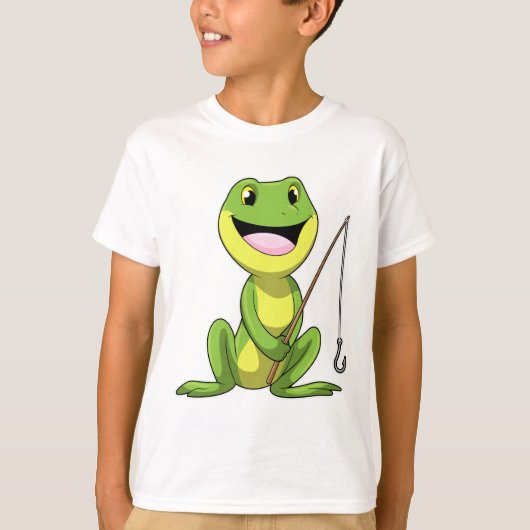 T-shirt Grenouille à la pêche avec canne à pêche (Devant)