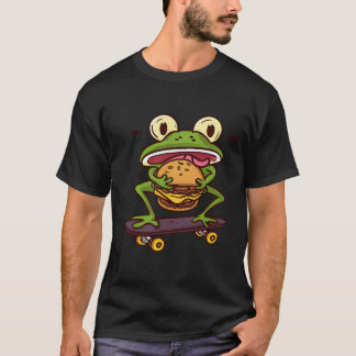 T-shirt Grenouille à skateboard avec cheeseburger