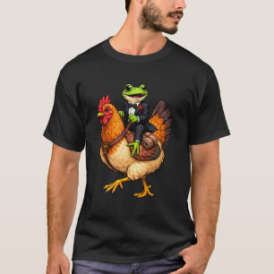T-shirt Grenouille à smoking drôle montant un poulet à man