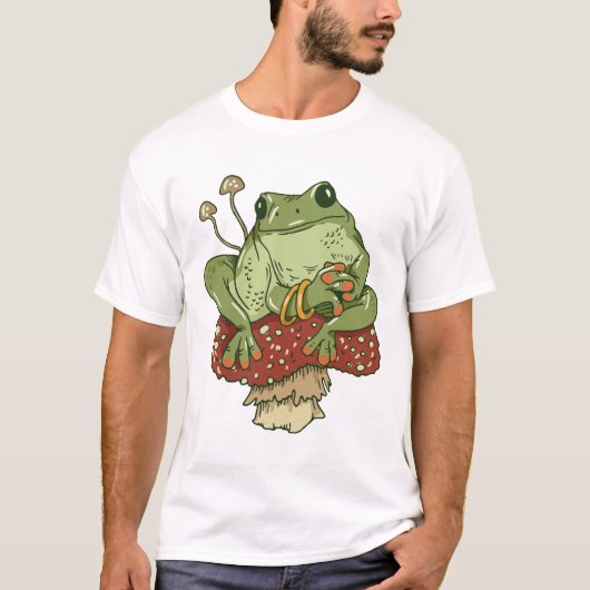 T-shirt Grenouille adorable assise sur un champignon (Devant)