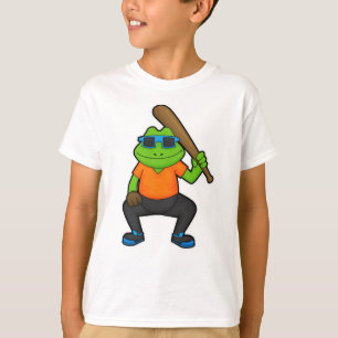 T-shirt Grenouille au baseball avec batte de baseball et l