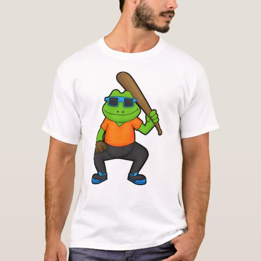T-shirt Grenouille au baseball avec batte de baseball et l (Devant)