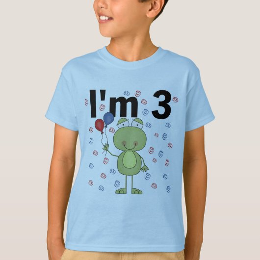 T-shirt Grenouille avec ballons 3e anniversaire (Devant)