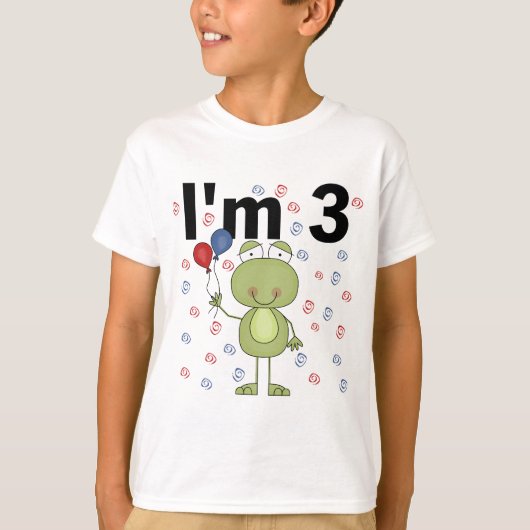 T-shirt Grenouille avec ballons 3e anniversaire (Devant)