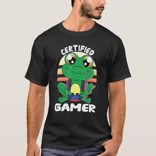 T-shirt Grenouille Avec Casque De Joueur Jeu Certifié Frog (Devant)