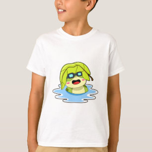 T-shirt Grenouille avec feuille à la natation