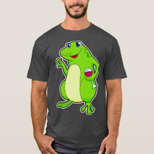 T-shirt Grenouille avec verre de vin rouge Cigarette