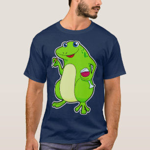 T-shirt Grenouille avec verre de vin rouge Cigarette