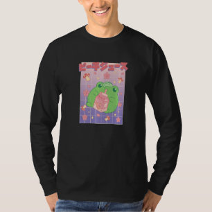 T-shirt Grenouille Boire Jus De Pêche Lait Boire Champigno