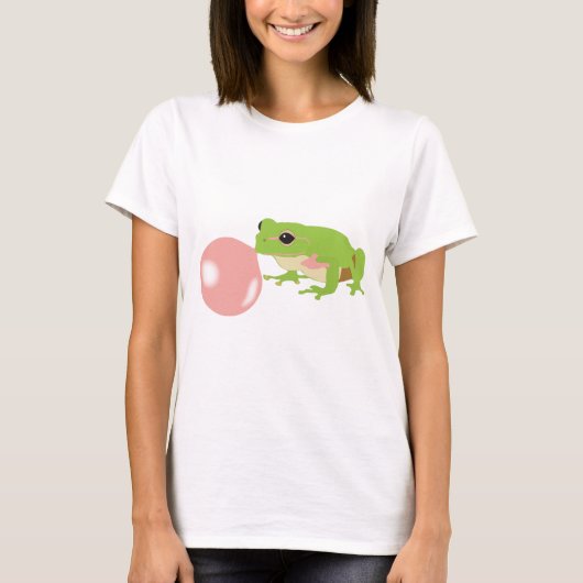 T-shirt Grenouille Bubble Gum soufflant une bulle (Devant)