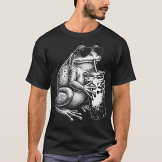 T-shirt Grenouille buvant un café glacé, drôle d'animal