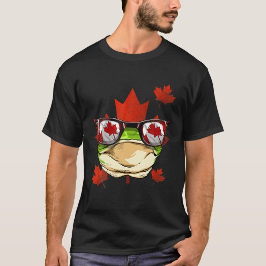 T-shirt Grenouille canadienne Feuille d'érable Canada Drap (Devant)