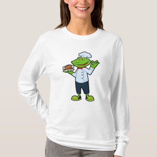 T-shirt Grenouille comme cuisiner avec assiette de service (Devant)