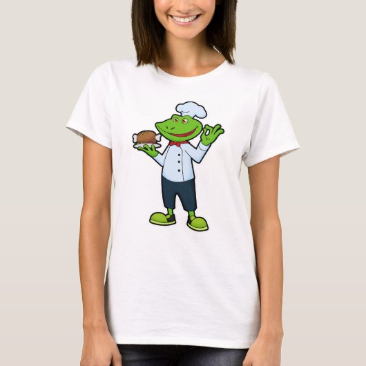 T-shirt Grenouille comme cuisiner avec assiette de service (Devant)