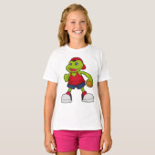 T-shirt Grenouille comme joueur de basket-ball avec basket (Devant entier)