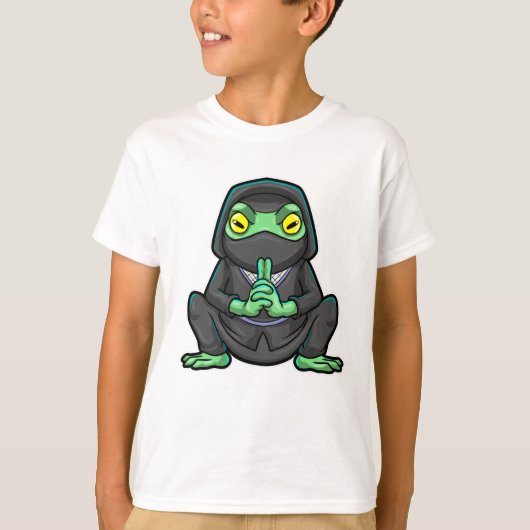 T-shirt Grenouille comme Ninja en noir (Devant)