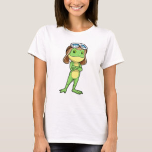 T-shirt Grenouille comme pilote avec Casquette et lunettes