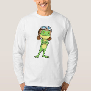 T-shirt Grenouille comme pilote avec Casquette et lunettes