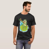 T-shirt Grenouille comme randonneur avec bâton (Devant entier)