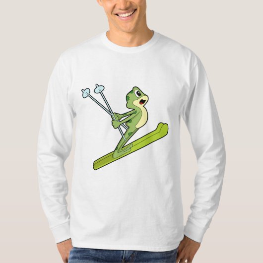 T-shirt Grenouille comme sauteur de ski avec Ski.PNG (Devant)