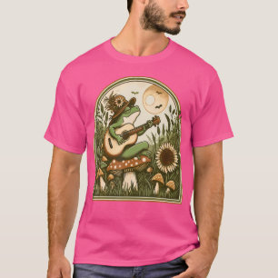 T-shirt Grenouille Cottagecore Jouant Sa Guitare Acoustiqu