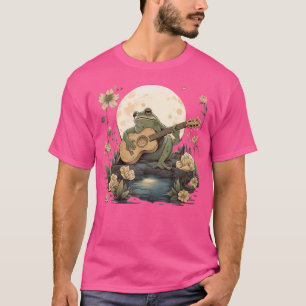 T-shirt Grenouille de Cottagecore Florale Jouer Guitare Ac