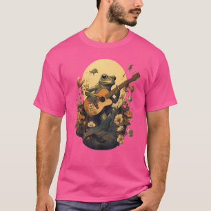 T-shirt Grenouille de Cottagecore Florale Jouer Guitare Ac