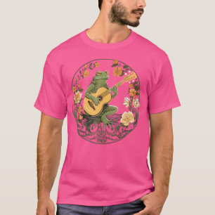 T-shirt Grenouille de Cottagecore Florale Jouer Guitare Ac