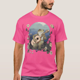 T-shirt Grenouille de Cottagecore Florale Jouer Guitare Ac