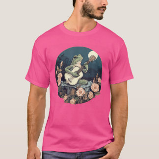 T-shirt Grenouille de Cottagecore Florale Jouer Guitare Ac