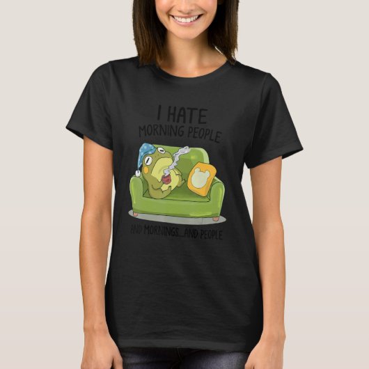 T-shirt Grenouille De Toad Boire Du Café Je Déteste Les Ge (Devant)