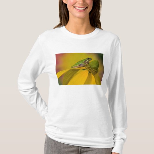 T-shirt Grenouille des arbres du Pacifique sur les fleurs (Devant)