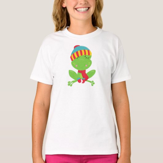 T-shirt Grenouille d'hiver, Grenouille mignonne, Grenouill (Devant)