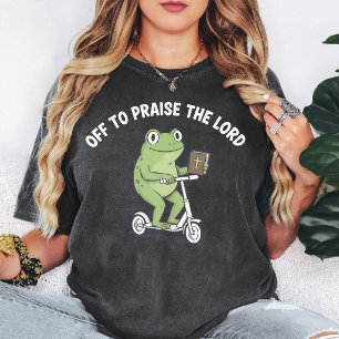 T-shirt Grenouille drôle à trottinette avec la Bible
