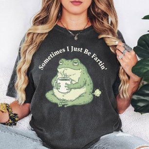 T-shirt Grenouille drôle avec café disant que je viens de