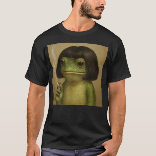 T-shirt Grenouille Drôle Bob Coiffure Fumant Mème (Devant)