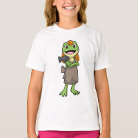 Grenouille en coiffeur avec sèche-cheveux