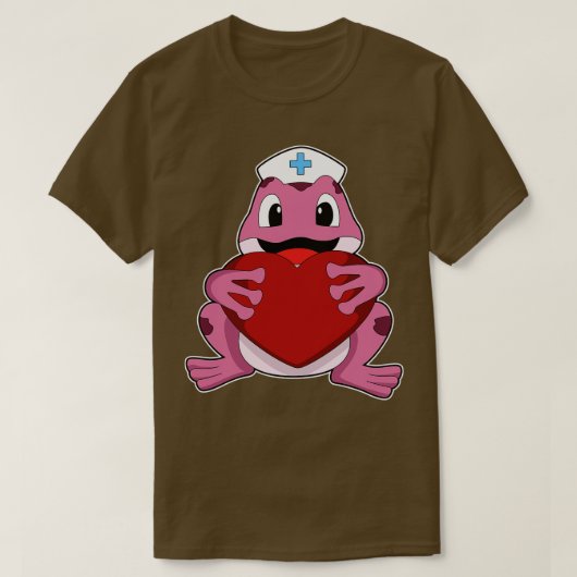 T-shirt Grenouille En Infirmière Avec Coeur (Design devant)